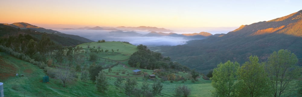 Sunrise across San Fernando Valley California Canvas Art - Panoramic Images (27 x 9)