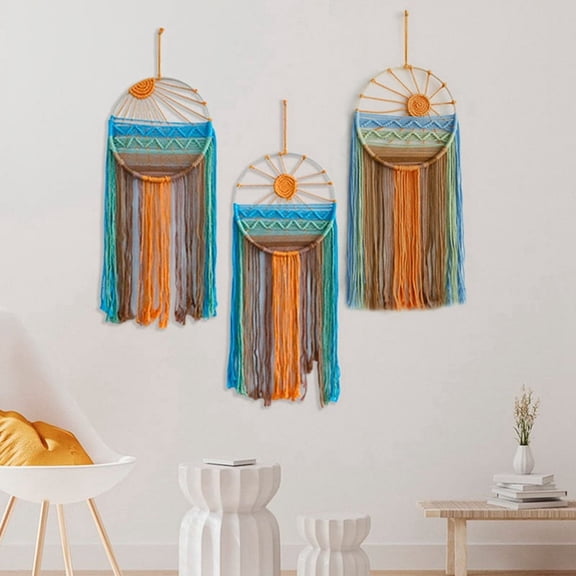 Sunrise and Sunset WallHanging Cotton Rope Handmade Woven Tapestry Minimalist Home Homestay Wall Atmosphere Decoration A