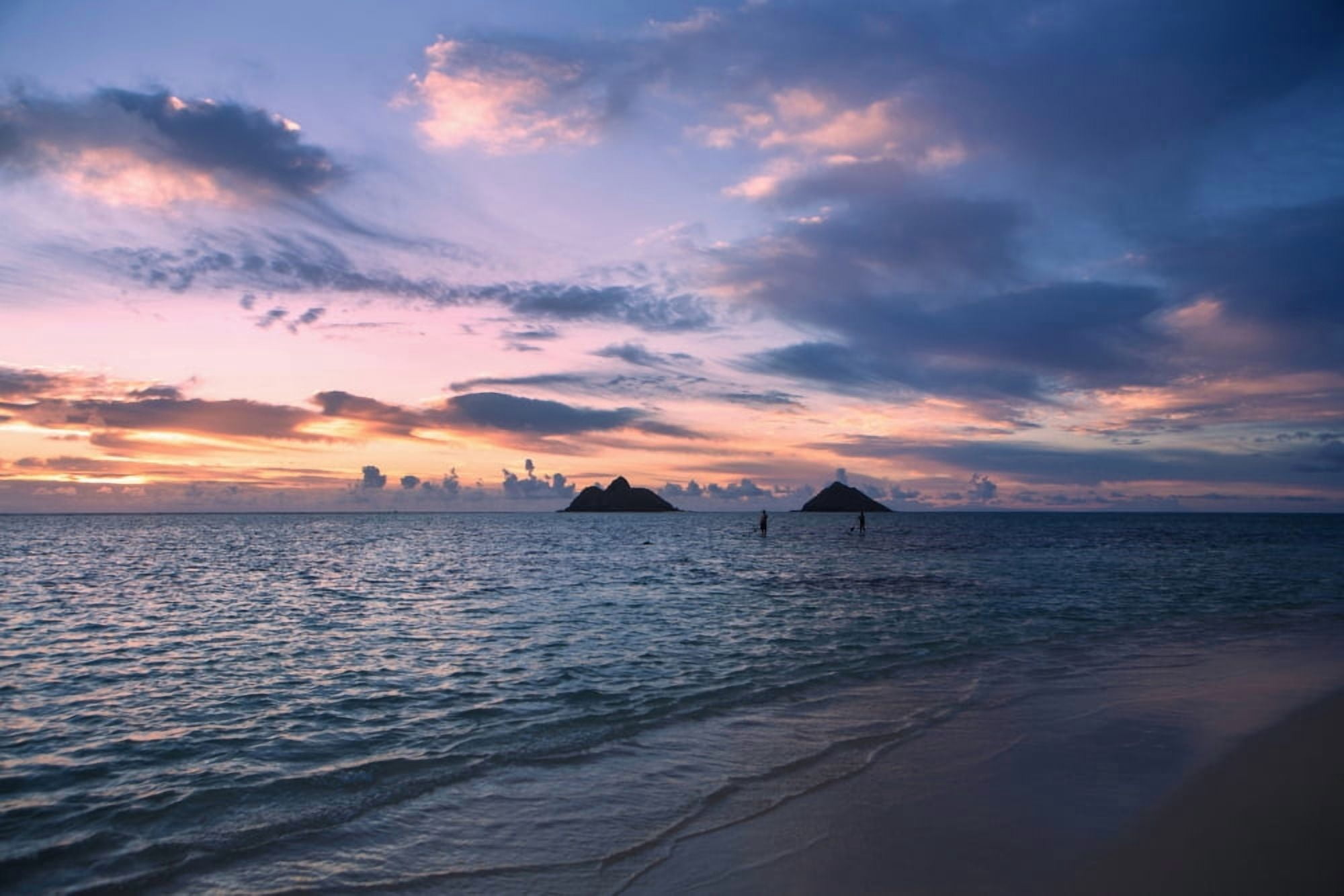 Sunrise at Lanikai beach Kailua Island of Hawaii Hawaii United States of America Canvas Art - Tomas del Amo Design Pics (38 x 24)