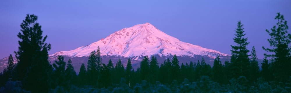 Sunrise at Mount Shasta California Canvas Art - Panoramic Images (36 x 12)