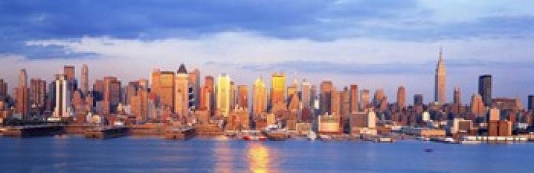Sunrise in New York NY Canvas Art - Panoramic Images (37 x 12)