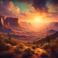thumbnail image 1 of Sunrise in The Desert Southwest Oil Painting II - 12" x 18" Art Print Wall Decor, 1 of 1