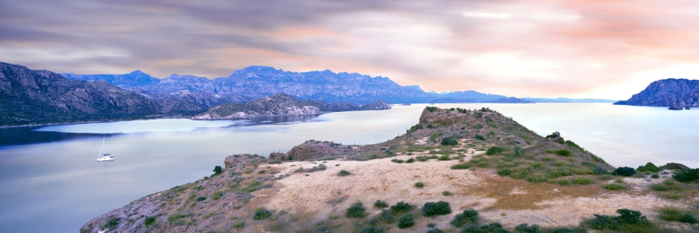 Sunrise over islands Islands of Loreto Villa del Palmar Punta el Puertecito Loreto Bay National Marine Park Baja California Mexico Canvas Art - Panoramic Images (36 x 12)