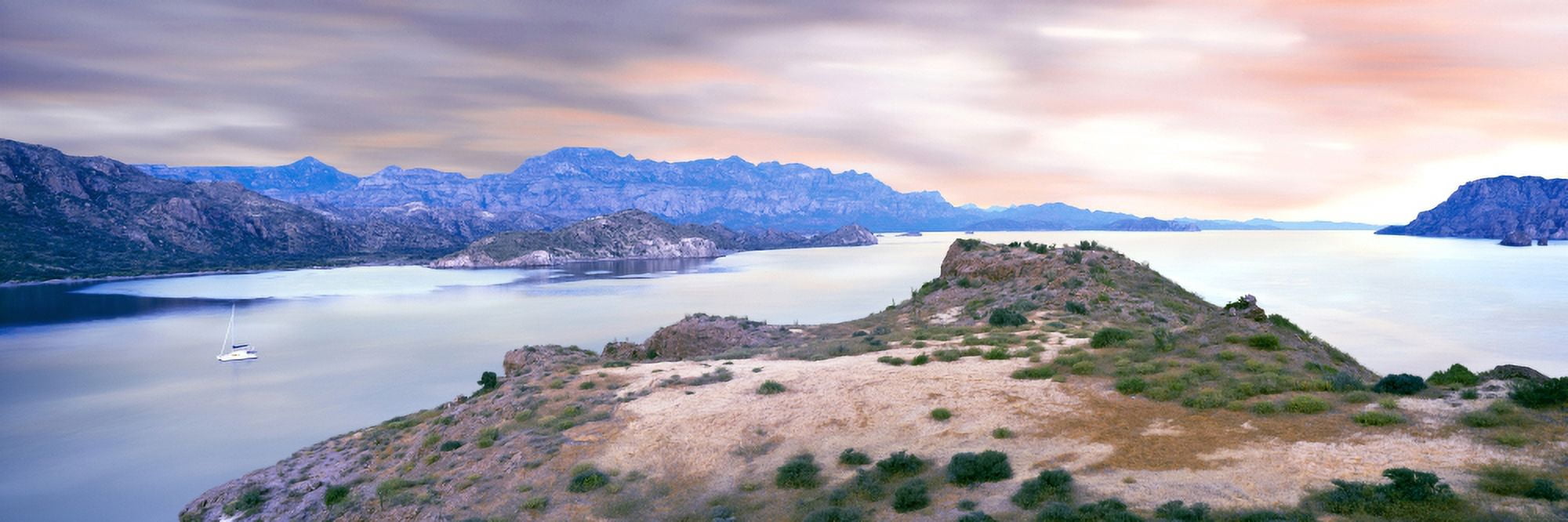 Sunrise over islands Islands of Loreto Villa del Palmar Punta el Puertecito Loreto Bay National Marine Park Baja California Mexico Canvas Art - Panoramic Images (27 x 9)
