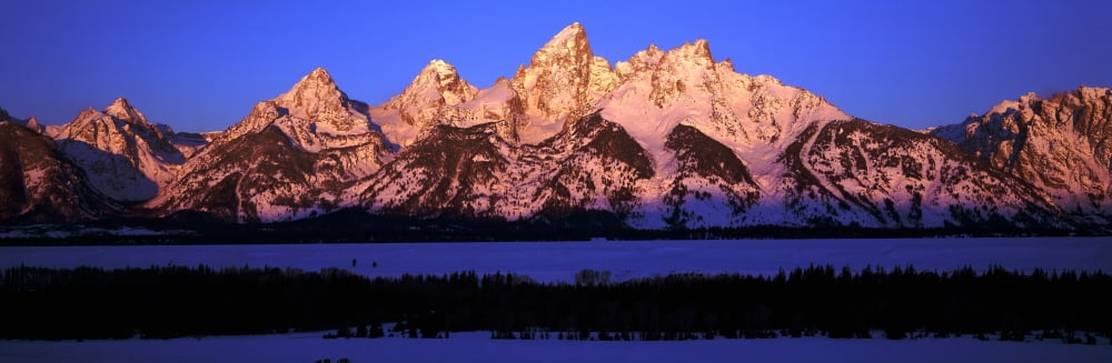 Sunrise on Grand Tetons Grand Teton National Park Wyoming Canvas Art - Panoramic Images (27 x 9)
