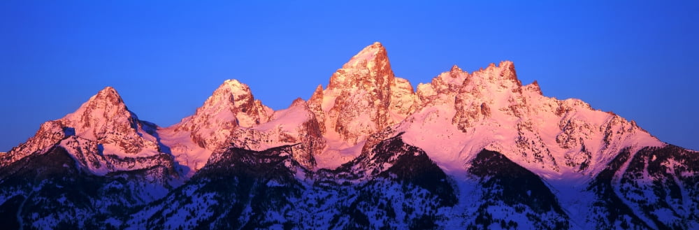 Sunrise on Grand Tetons Grand Teton National Park Wyoming Canvas Art - Panoramic Images (36 x 12)