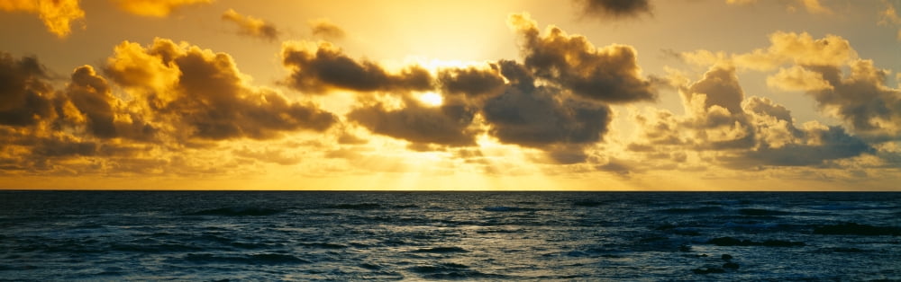 Sunrise on the Pacific Ocean at Hawaii Canvas Art - Panoramic Images (27 x 9)
