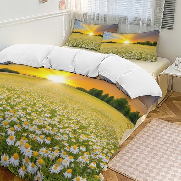 Sunrise over Daisy Field Duvet Cover Set Bedding Set Polyester Quilt Cover for Bedroom Decoration
