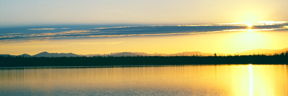 Sunrise over Jenny Lake Grand Teton National Park Wyoming USA Canvas Art - Panoramic Images (12 x 36)