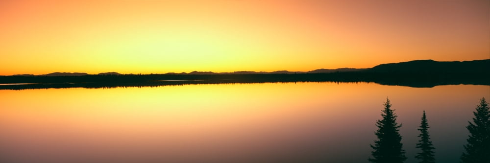 Sunrise over Jenny Lake Grand Teton National Park Wyoming USA Canvas Art - Panoramic Images (6 x 18)