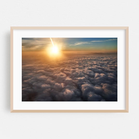 Sunrise over LAX - Photography Sunset Nature Scenic Skyline Landscape Oak Framed Wall Art Print 20 x 30 inches