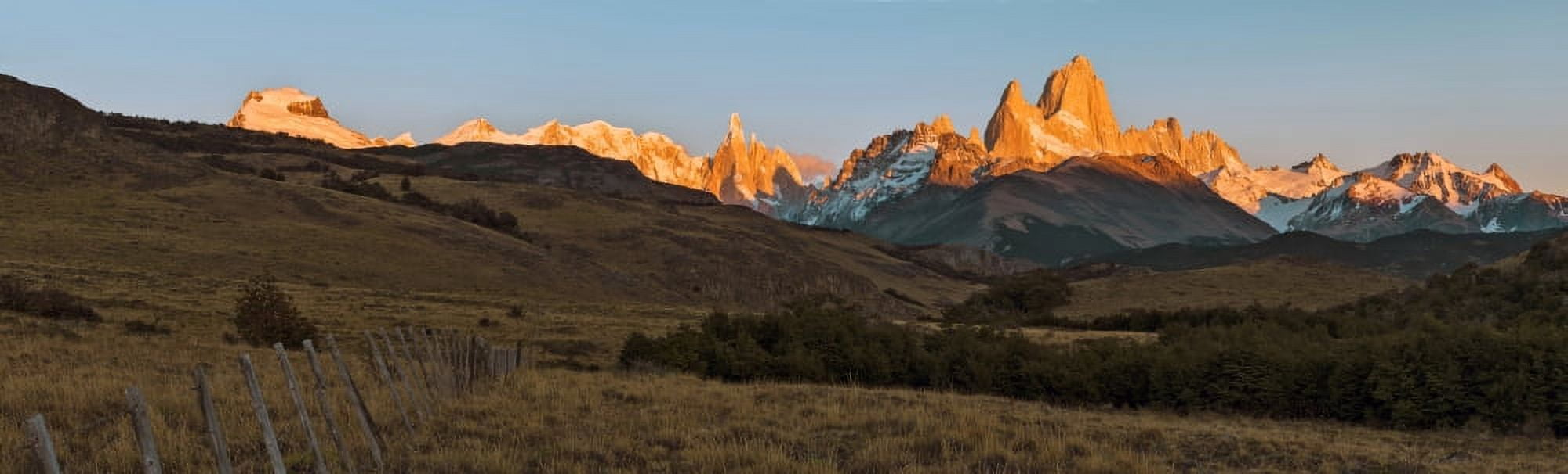 Sunrise over Mt Fitzroy Chalten Argentine Glaciers National Park Santa Cruz Province Patagonia Argentina Canvas Art - Panoramic Images (27 x 9)