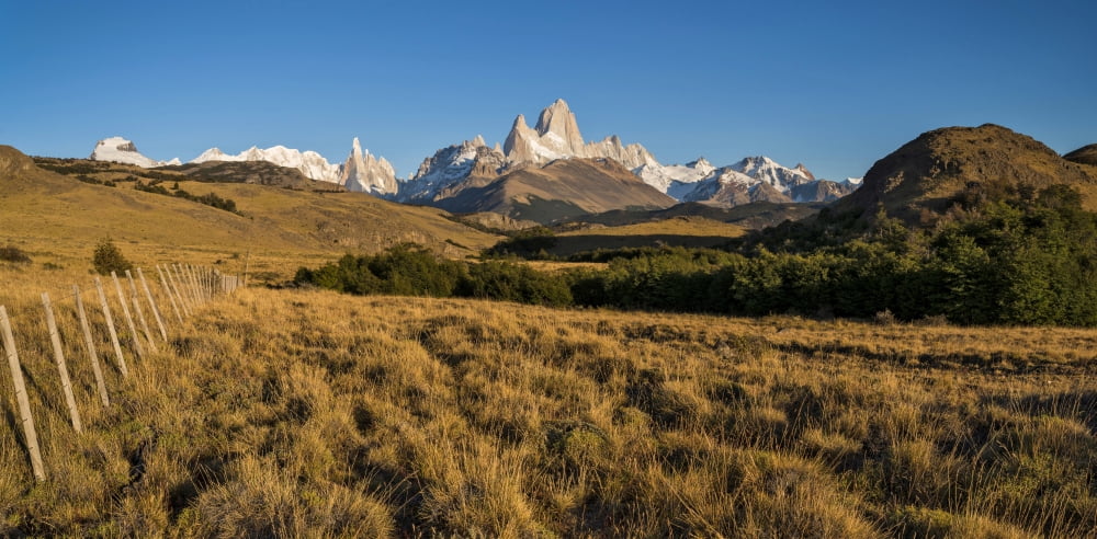Sunrise over Mt Fitzroy Chalten Argentine Glaciers National Park Santa Cruz Province Patagonia Argentina Canvas Art - Panoramic Images (36 x 12)