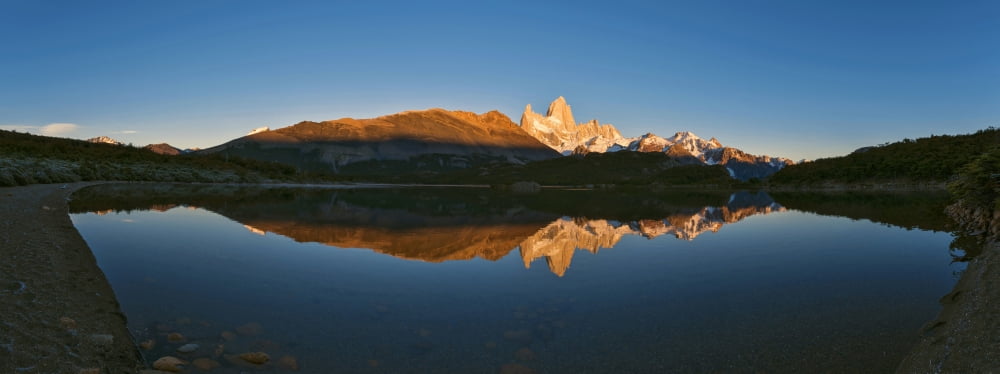Sunrise over Mt Fitzroy Laguna Capri Argentine Glaciers National Park Santa Cruz Province Patagonia Argentina Canvas Art - Panoramic Images (27 x 9)