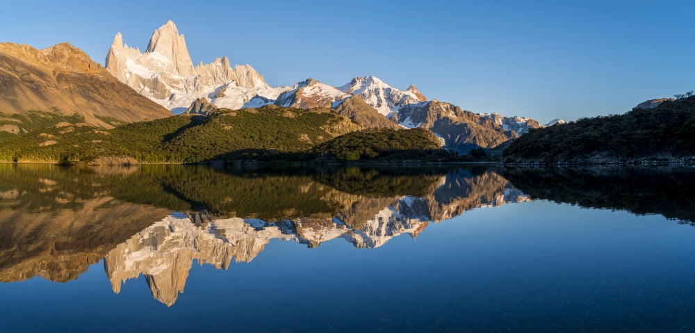 Sunrise over Mt Fitzroy Laguna Capri Argentine Glaciers National Park Santa Cruz Province Patagonia Argentina Canvas Art - Panoramic Images (27 x 9)