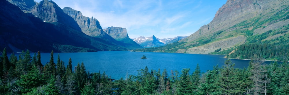 Sunrise over St Mary Lake Glacier National Park Montana Canvas Art - Panoramic Images (36 x 12)