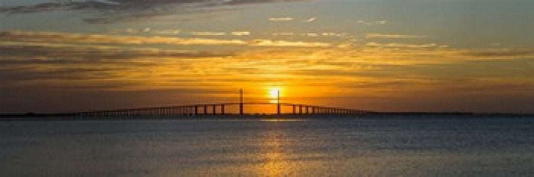 Sunrise over Sunshine Skyway Bridge Tampa Bay Florida USA Canvas Art - Panoramic Images (18 x 7)