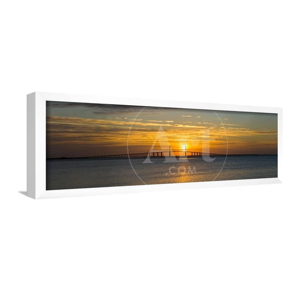 Sunrise over Sunshine Skyway Bridge, Tampa Bay, Florida, USA, Scenic Framed Art Print Wall Art Sold by Art.Com