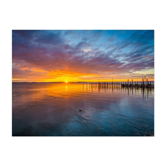 Sunrise over The Bay - Havre de Grace Maryland Photography Sunset Landscape Ocean Scenic Nature Unframed Wall Art Print 22 x 28 inches