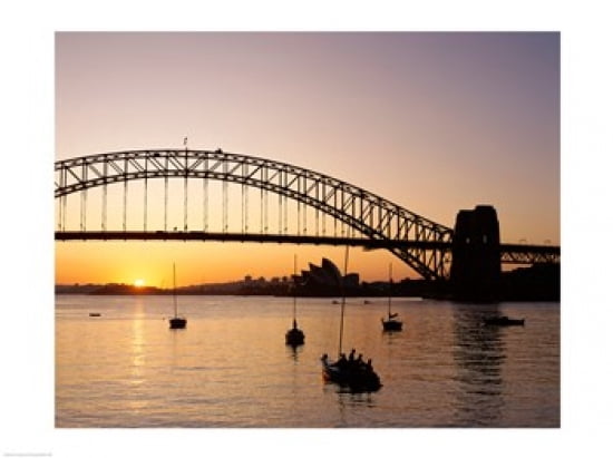 Sunrise over a bridge Sydney Harbor Bridge Sydney Australia Canvas Art - (24 x 18)