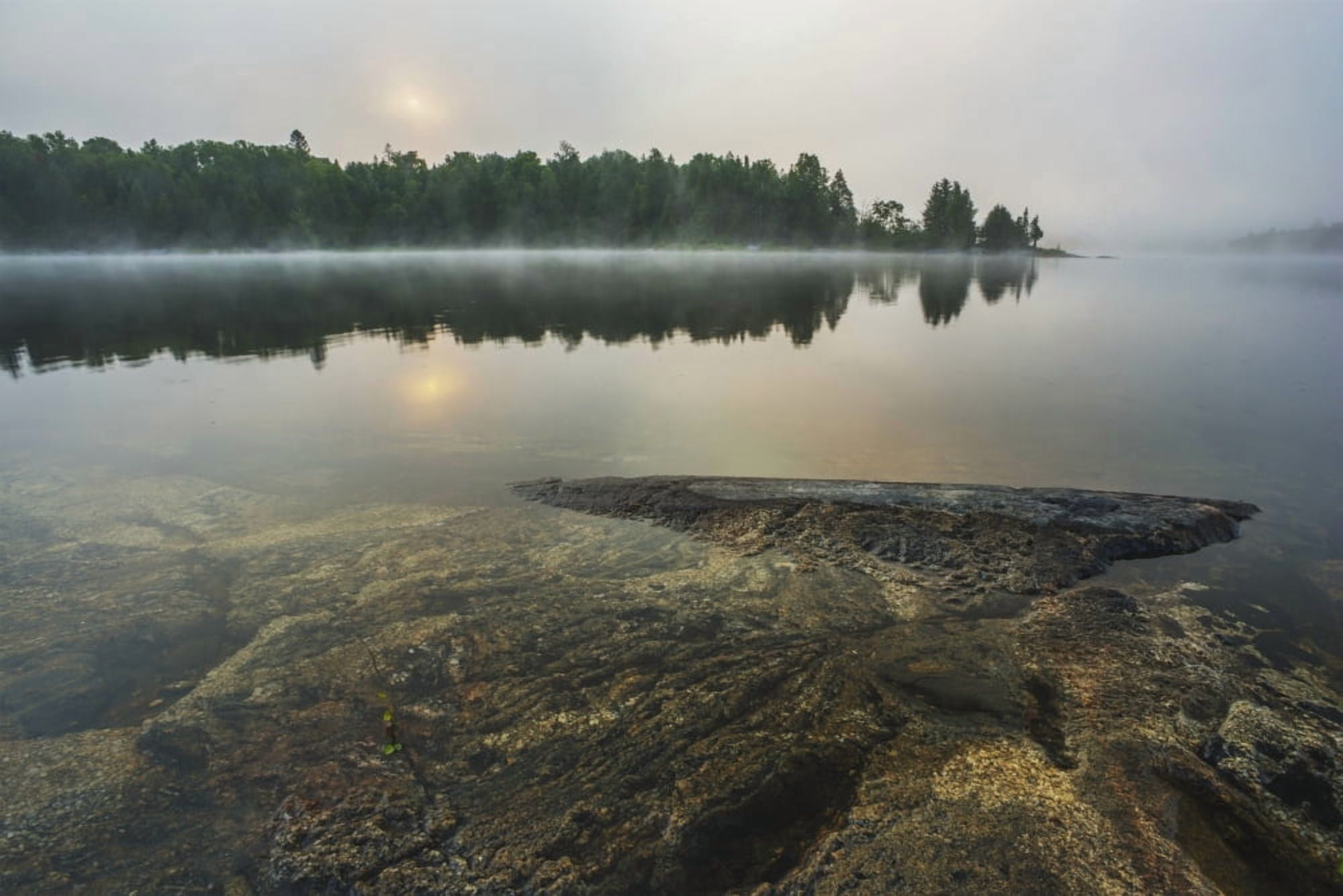 Sunrise over a tranquil lake Ontario Canada Canvas Art - Julie DeRoche Design Pics (38 x 24)
