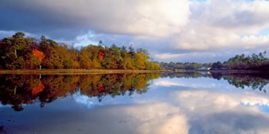 Sunrise over river Crach Morbihan Brittany France Canvas Art - Panoramic Images (24 x 12)