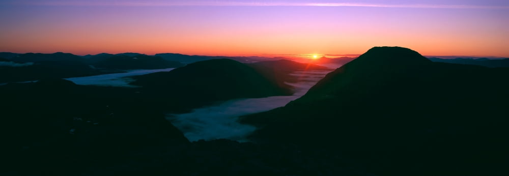 Sunrise over the Buachaille Etive Mor Glen Coe Scotland Canvas Art - Panoramic Images (7 x 18)