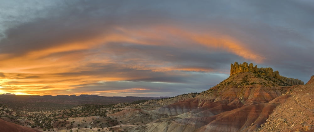 Sunrise over the Circle Cliffs near Long Canyon Grand Staircase-Escalante National Monument Utah USA Canvas Art - Panoramic Images (36 x 12)