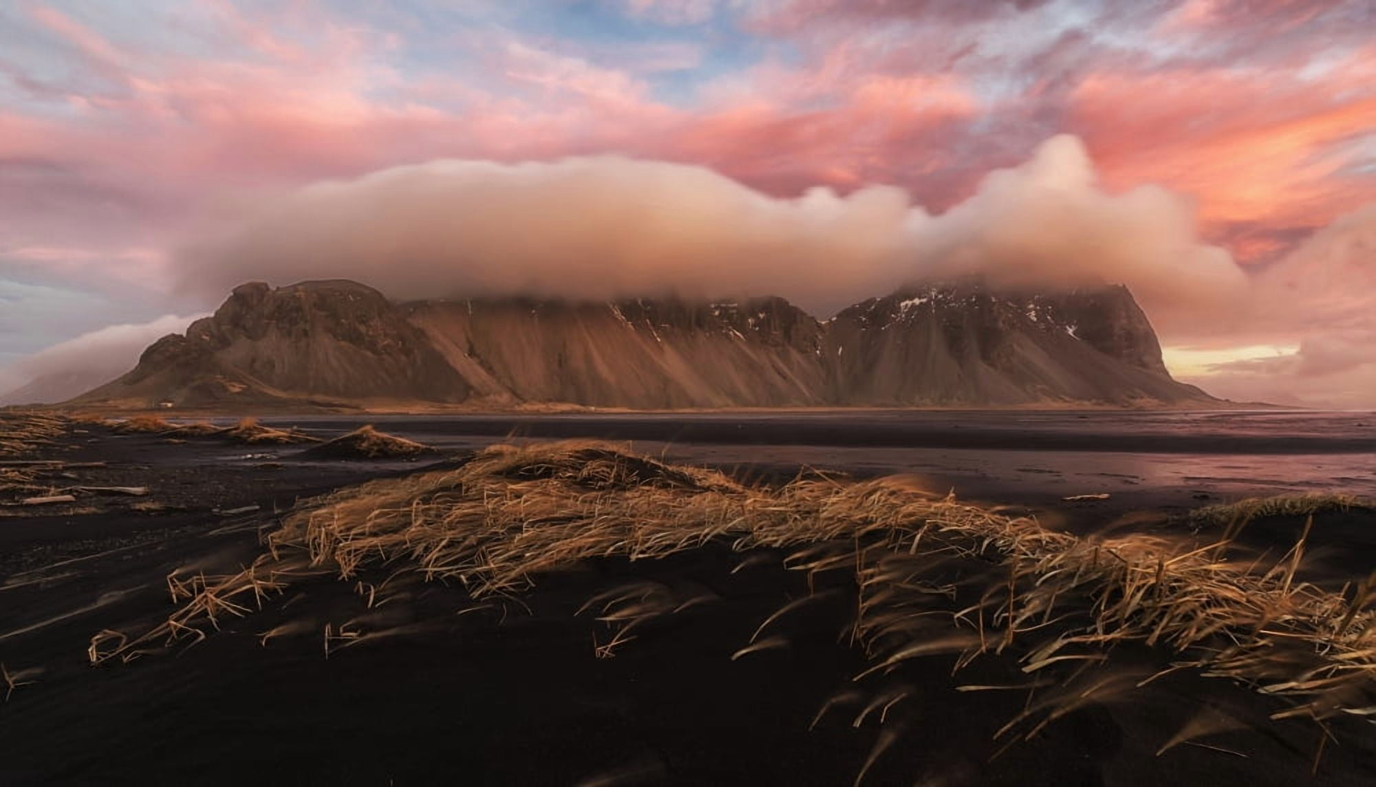 Sunrise over the area known as Stokknes near the town of Hofn Southeastern Iceland Iceland Canvas Art - Robert Postma Design Pics (20 x 11)