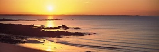 Sunrise over the beach Beg Meil Finistere Brittany France Canvas Art - Panoramic Images (36 x 12)