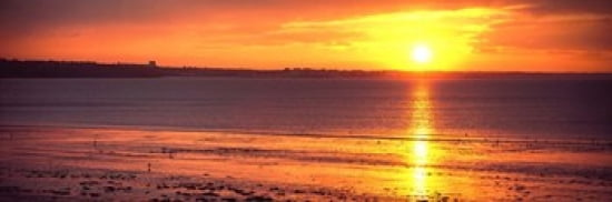 Sunrise over the beach Cap Coz Fouesnant Finistere Brittany France Canvas Art - Panoramic Images (36 x 12)