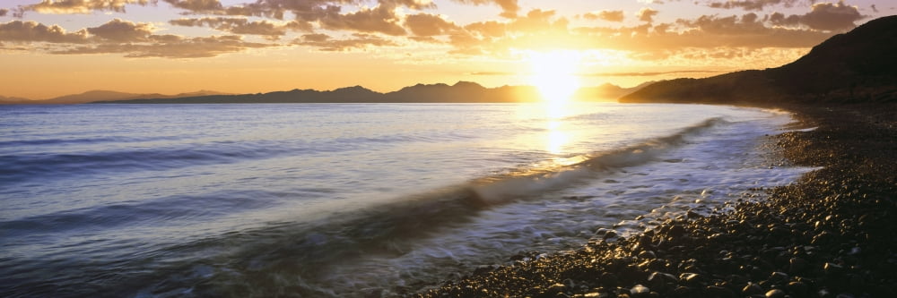 Sunrise over the sea WindanSea Beach La Jolla San Diego County California USA Canvas Art - Panoramic Images (36 x 12)