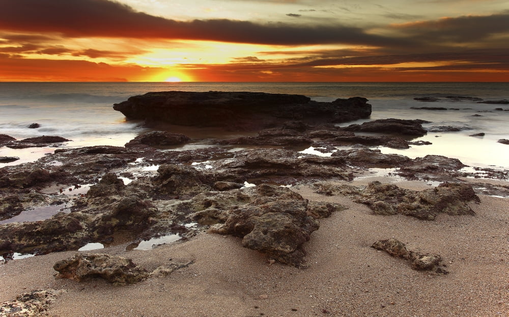 Sunrise over the seascape of Miramar Argentina Canvas Art - Luis ArgerichStocktrek Images (36 x 22)