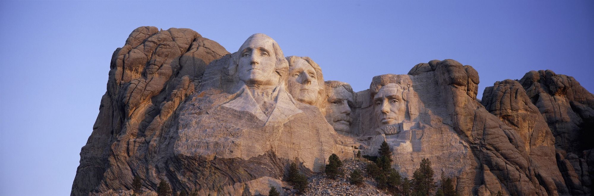 Sunrise panoramic image of Presidents George Washington Thomas Jefferson Teddy Roosevelt and Abraham Lincoln at Mount Rushmore National Memorial South Dakota Canvas Art - Panoramic Images (36 x 12)