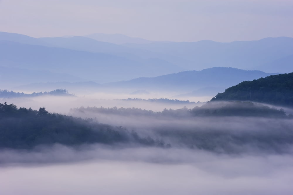Sunrise as seen from the overlook along the foothills parkway great smoky mountains national parkTennessee united states of america Canvas Art - Tom Patrick Design Pics (19 x 12)