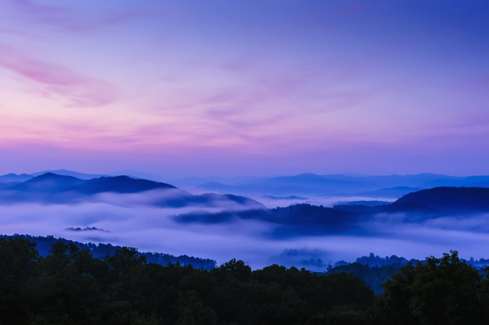 Sunrise as seen from the overlook along the foothills parkway great smoky mountains national parkTennessee united states of america Canvas Art - Tom Patrick Design Pics (38 x 24)
