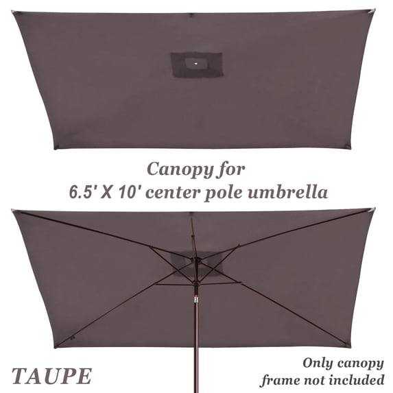 Sunrise10 x 6.5ft 6 Ribs Outdoor, Patio Rectangle Parasol Umbrella Cover Canopy, Replacement Cover Top, Taupe (Cover Only, Umbrella Frame not Included)