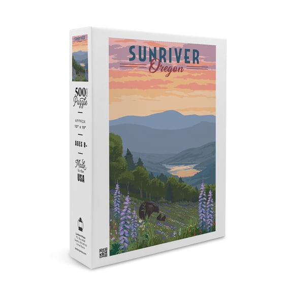 Sunriver, Oregon, Bear and Spring Flowers (19x27 inches, Premium 500 Piece Jigsaw Puzzle for Adults and Family, Made in USA)