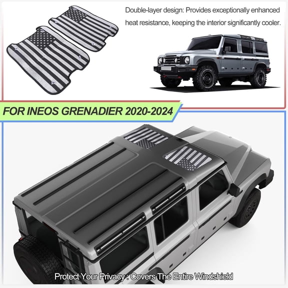 Sunroof Sunshade for Ineos Grenadier 2020-2025 Accessories Car Roof Cover Foldable Roof Sun Shade UV Reflector Glare HeatShield Sun Visor Blocker Moonroof Shield Cover Privacy Protector