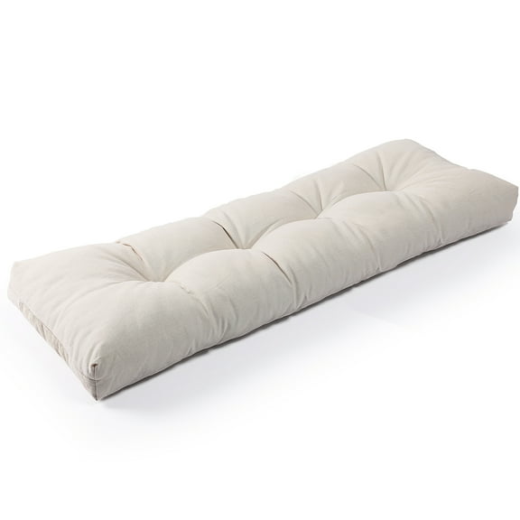 Sunrox Bench Cushion Memory Foam Pads, Fade/Water Resistant Non Slip Thick Durable Olefin Fiber, Premium Tufted Window Seat Cushions, 54x16x4 inch, CREAM