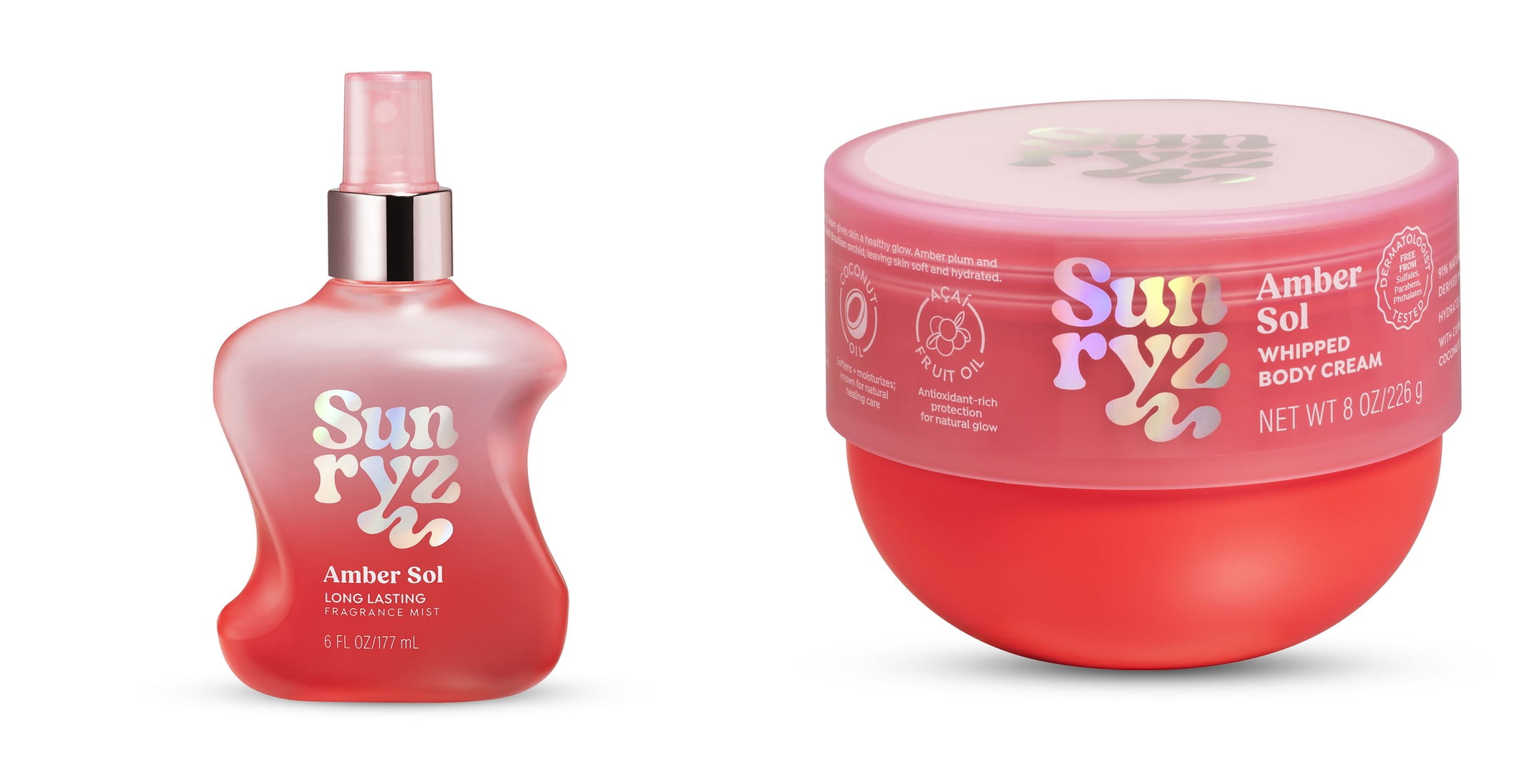Sunryz Amber Sol Long-Lasting Fragrance Body Mist & Sunryz Amber Sol Whipped Body Cream with Cupuaçu Butter & Coconut Oil Bundle