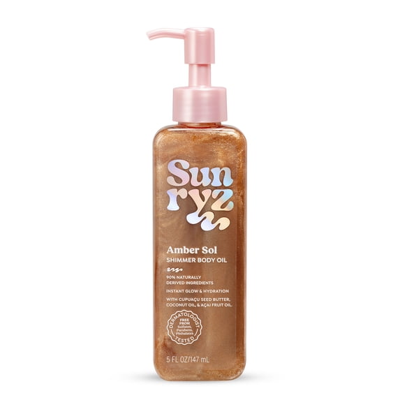 Sunryz Amber Sol Shimmer Body Oil, Radiant Bronze Glow, 5 fl oz
