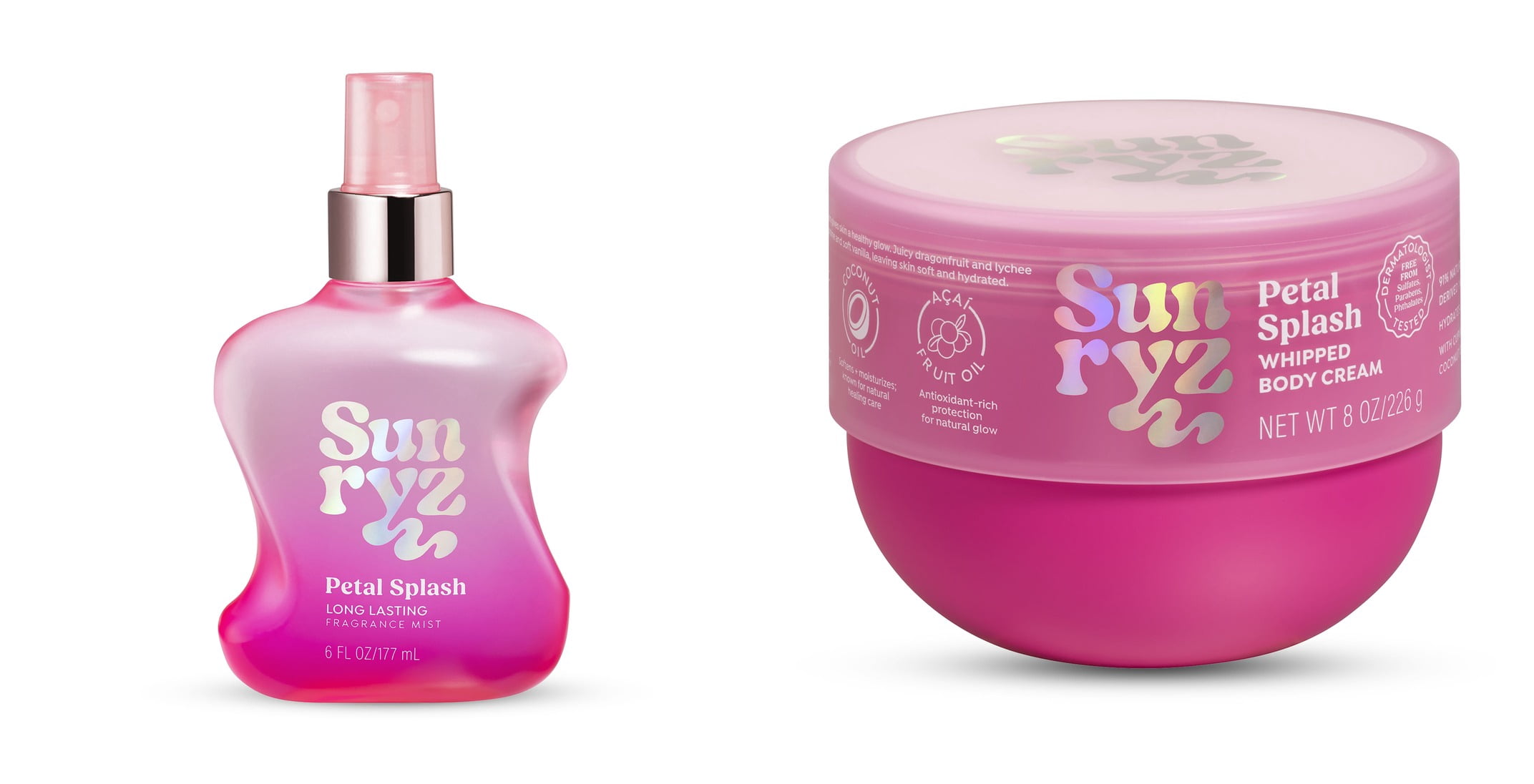 Sunryz Petal Splash Long-Lasting Fragrance Body Mist & Sunryz Petal Splash Whipped Body Cream with Cupuaçu Butter & Coconut Oil Bundle