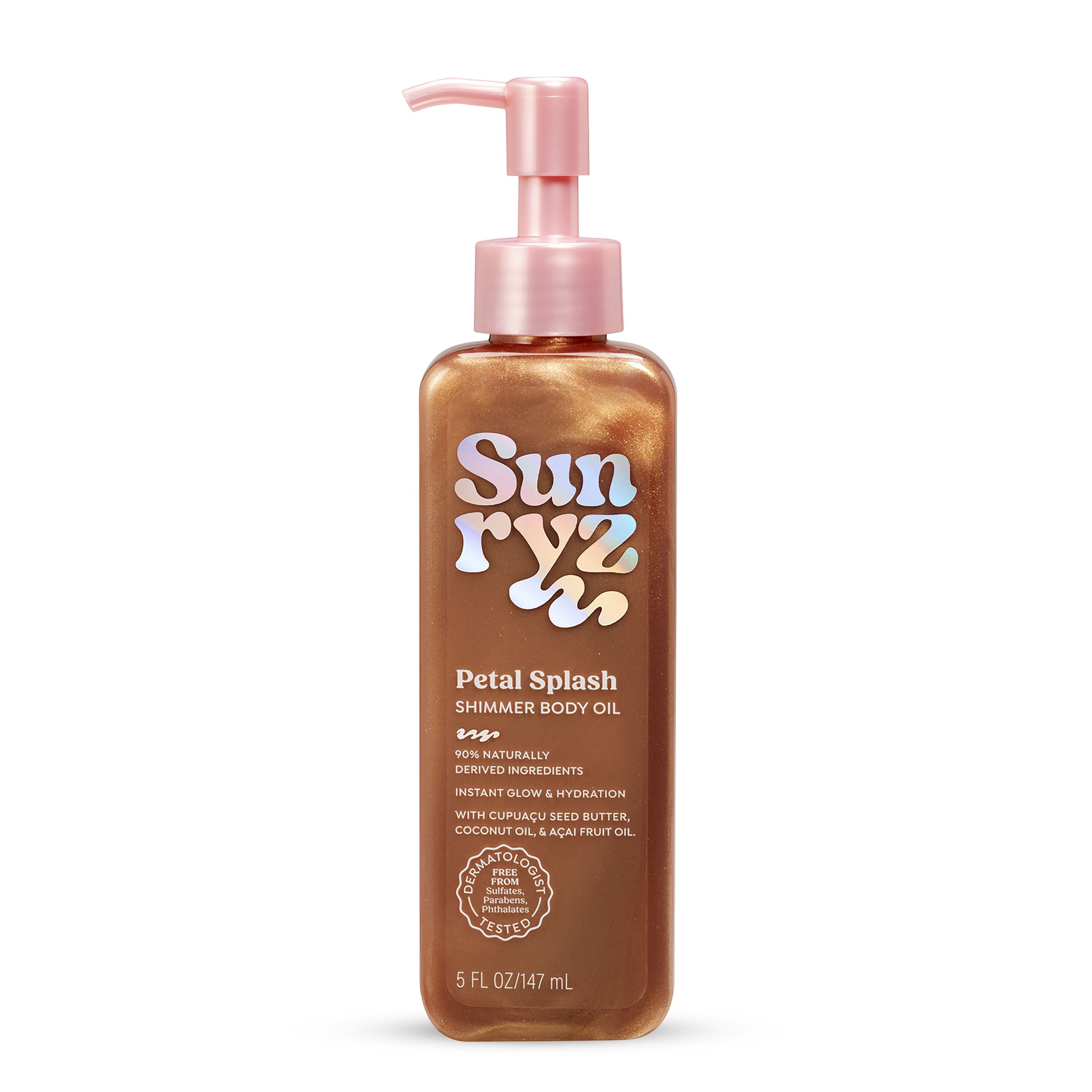 Sunryz Petal Splash Shimmer Body Oil, Rose Gold Glow, 5 fl oz