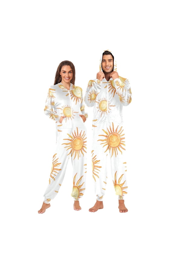Suns Giraffe Adult Onesie Pajamas Slim Fit Christmas One Piece Suit Pjs for Women and Men Hooded Zipper