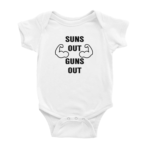 Suns Out Guns Out Cute Baby Clothing Jumpsuits Boy Girl