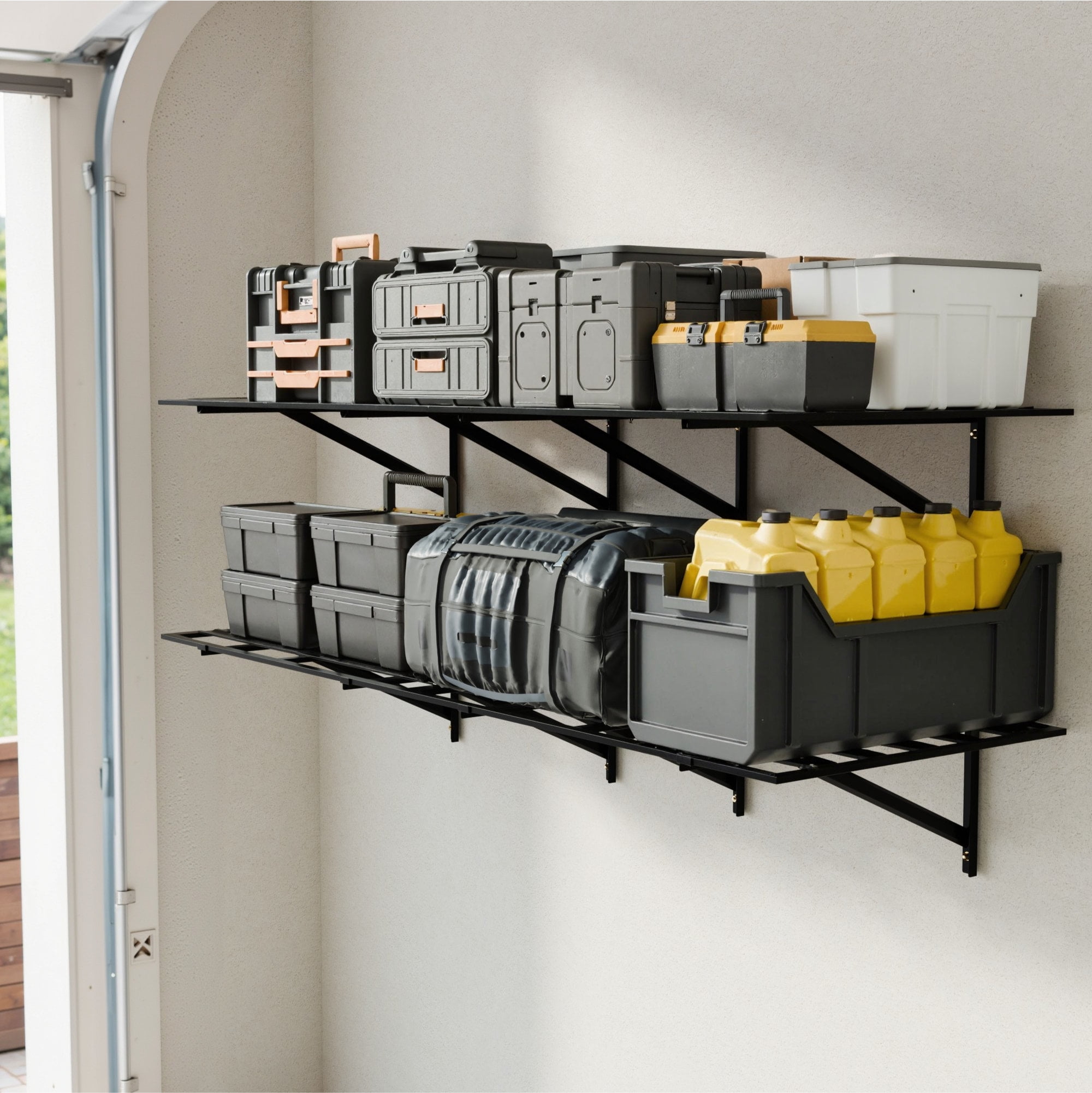 SunsGrove 2x3ft Heavy Duty Garage Storage Shelving, 1600lbs Total Weight Capacity, 4 Pack Wall Organization System, 24x75inch Rack Floating Shelves