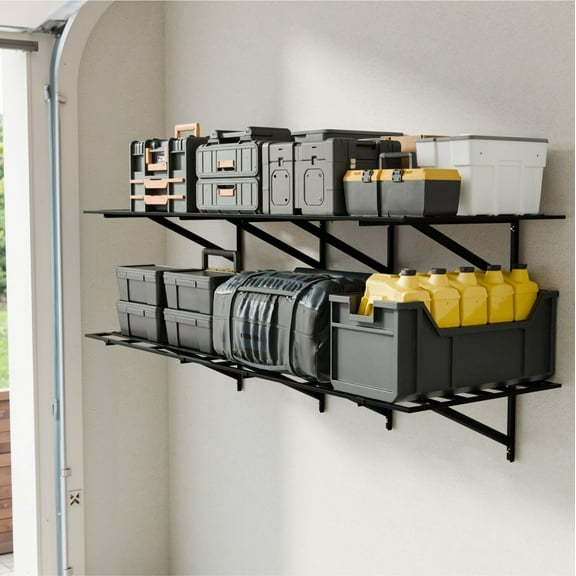 SunsGrove 2x3ft Heavy Duty Garage Storage Shelving, 1600lbs Total Weight Capacity, 4 Pack Wall Organization System, 24x75inch Rack Floating Shelves