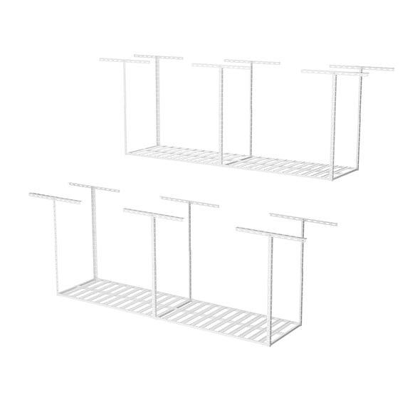 SunsGrove 2x8 Garage Overhead Storage Rack, 2 Pcs White, Adjustable Ceiling Mount, 800LBS Capacity, 22"-40" Dropdown