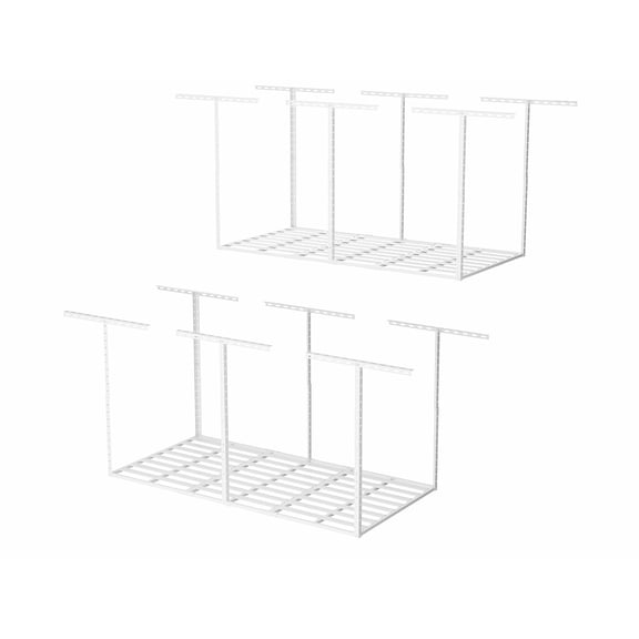 SunsGrove 3x6 Garage Overhead Storage Rack, 2 Pcs White, Adjustable Ceiling Mount, 800LBS Capacity, 22"-40" Dropdown